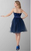 Strapless Blue Cheap Short Taffeta and Tulle Prom Dresses KSP299