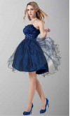 Strapless Blue Cheap Short Taffeta and Tulle Prom Dresses KSP299