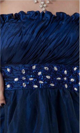 Strapless Blue Cheap Short Taffeta and Tulle Prom Dresses KSP299