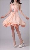 Soft Pink One Shoulder Short Lacelike homecoming dress KSP122