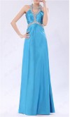 Sky Blue Halter Neck Floor Length Satin Prom Dress KSP168