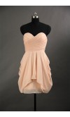 Peach Ruching High Low Mini Bridesmaid Dresses KSP295