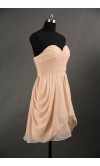 Peach Ruching High Low Mini Bridesmaid Dresses KSP295