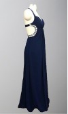 Blue Cross Back Side Cut Out Long Prom Dresses KSP302