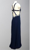 Blue Cross Back Side Cut Out Long Prom Dresses KSP302