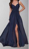 Blue Cross Back Side Cut Out Long Prom Dresses KSP302