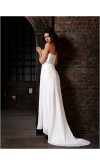 White Embroidery Train Long Prom Dresses KSP207