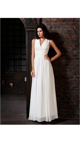 V-neck Wide Shoulder Draped Formal Dresses KSP208