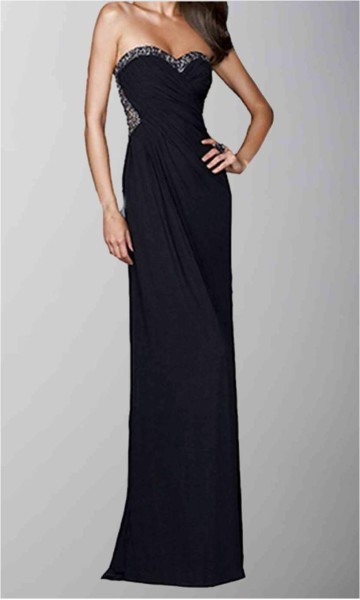 Black Sequin Beading Illusion Straps Formal Dresses KSP316