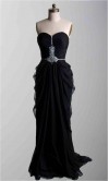 Black Strapless Ruching Long Formal Dresses KSP322