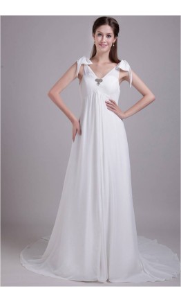 Greek Goddess White Long Prom Dresses With Tie Strap KSP236