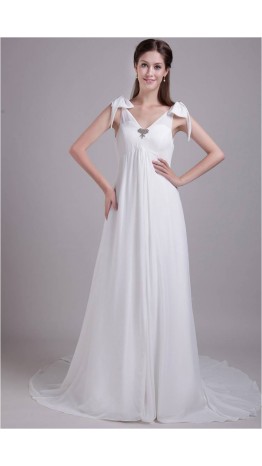 Greek Goddess White Long Prom Dresses With Tie Strap KSP236
