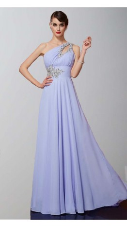 Purple Keyhole One Shoulder Sequin Prom Dresses KSP338