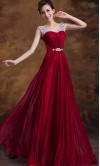 Wine Sequined Straps Long Prom Dresses Scoop Neckline KSP353
