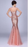 Pink Glitter High Neck Mermaid Long Prom Dress KSP354