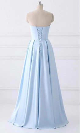 Light blue strapless A-line long prom dress with hidden pockets KSP640