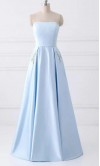 Light Blue Strapless A-line Long Prom Dress with Pockets KSP640