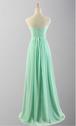 Mint Green Cross Pleated Chiffon Long Bridesmaid Dress KSP171