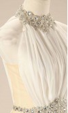 Sexy Ruffled Beaded High Neck White Long Prom Dresses KSP366