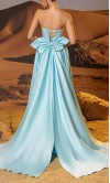 Light Blue Asymmetric Strapless Prom Ball Gowns with Pockets KSP687