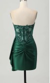 Dark Green Side Draped Bodycon Corset Short Prom Dresses KSP681