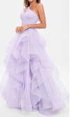Indigo One Shoulder Keyhole Layered Tulle Prom Dress KSP677