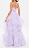 Indigo One Shoulder Keyhole Layered Tulle Prom Dress KSP677