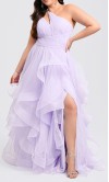 Indigo One Shoulder Keyhole Layered Tulle Prom Dress KSP677