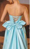Light Blue Asymmetric Strapless Prom Ball Gowns with Pockets KSP687