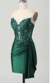 Dark Green Side Draped Bodycon Corset Short Prom Dresses KSP681