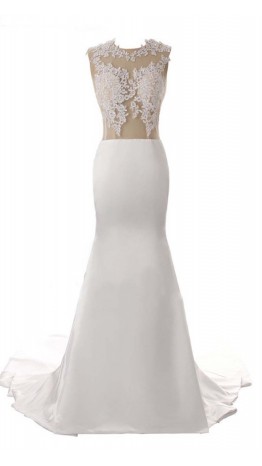 Sexy See Through White Floral Lace Long Mermaid Dress KSP370