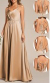 Champagne Gold Satin Multi-Way Back Bridesmaid Dress HPBD710