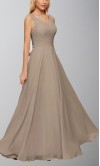 Taupe Brown Ruched Long Bridesmaid Dresses with Straps KSP658
