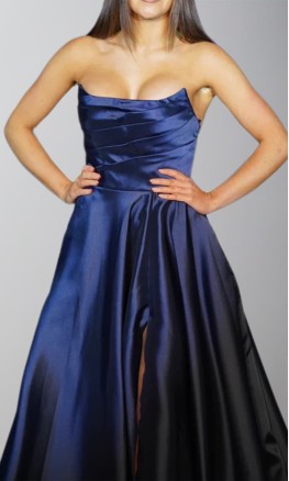 Strapless Slit Sage Green Prom Gown with Pockets KSP666