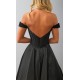 Black Off Shoulder Satin Prom Dresses with Pockets KSP670