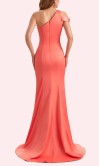 Asymmetric Coral Mermaid Formal Bridesmaid Dresses with Slit KSP661
