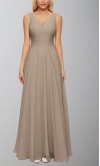 Taupe Brown Ruched Long Bridesmaid Dresses with Straps KSP658