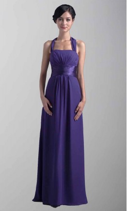 Elegant Purple Halter Long Bridesmaid Dresses