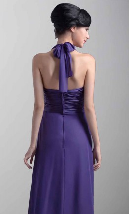 Elegant Purple Halter Long Bridesmaid Dresses