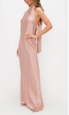 Blush Pink Halter Maxi Bridesmaid Dresses Open Back with Bowknot Tie KSP676