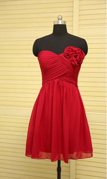 Pretty Sweetheart Short Red Bridesmaid Dresses KSP384