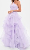 Lilac One Shoulder Keyhole Layered Tulle Prom Dress KSP677