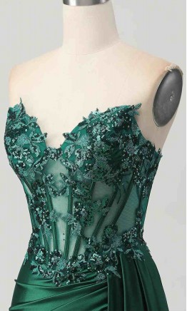 Dark Green Side Draped Bodycon Corset Short Prom Dresses KSP681