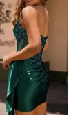 Dark Green Side Draped Bodycon Corset Short Prom Dresses KSP681