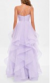 Lilac One Shoulder Keyhole Layered Tulle Prom Dress KSP677