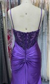 Plum purple mermaid prom dress with sheer beaded corset bodice and high leg slit KSP686