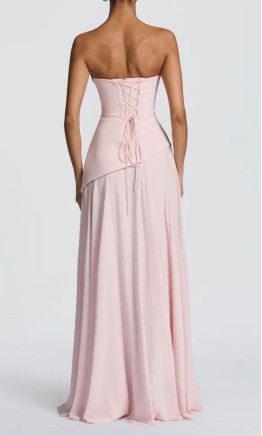 Strapless Long Blush Pink Drop Waist Prom Dress Corset UK KSP679