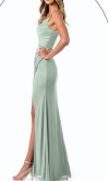Sage Green Pleated Chiffon Maxi Bridesmaid Dress wit Straps KSP684