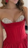Princess Red Prom Gown Sweetheart Neckline Corset Bodice KSP682