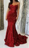 Sequined Red Bustier Mermaid Prom Dress UK Sweetheart KSP689